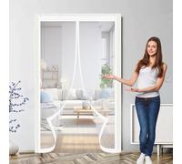 Mosquitera Puerta Magnetica 106 x 150 cm Protección Contra Insectos, Malla Fina, Mantiene El Aire Fresco, Mosquiteras Enrollables para Puerta Corredera, Puerta de Salón, Blanco