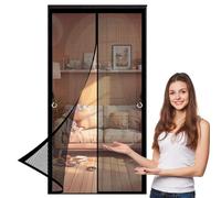 Mosquitera Puerta Magnetica 106 x 234 cm Contra Respirable, con Imanes Cortina Mosquitera Exterior Anti-Insectos, Resistente, Fácil Instalación para Garaje O Patio, Negro