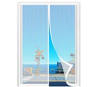 Mosquitera Puerta Magnetica 108 x 300 cm sin Taladrar, Fácil de Instalar, Cierre Automático Mosquitera de Fibra de Vidrio para Puerta Exterior de Balcón Patio, Blanco