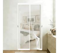 Mosquitera Puerta Magnetica 110 x 150 cm con Imanes Potentes Fácil Instalación Cierre Automático Cortina Mosquitera para Cocina Dormitorio Correderas Garaje, Blanco