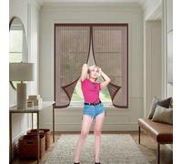 Mosquitera Puerta Magnetica 110 x 155 cm Cierre Magnético, sin Necesidad de Taladrar, Que Entre Aire Fresco Cortina Magnética para Puertas para Dormitorio Sala de Puerta, Marrón