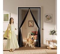 Mosquitera Puerta Magnética 110 x 160 cm Transpirables Antimosquitos, Sin Taladros, Magnético Automático, Con Velcra, Magnet Fly Screen Door Protección para Ventanas y Balcón, Negro