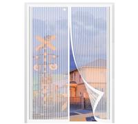 Mosquitera Puerta Magnetica 110 x 180 cm Se Cierra Automáticamente, Fácil Instalación Mosquitera para Puerta para Exterior de Balcón Patio, Blanco