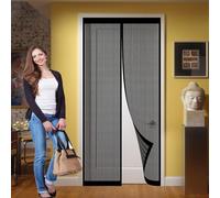 Mosquitera Puerta Magnetica 110 x 210 cm Junta Magnética de Arriba a Abajo, sin Taladrar, Transpirables Cortinas Antimosquitos para Puertas para Correderas, Garaje O Patio, Negro