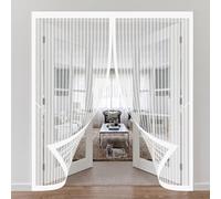 Mosquitera Puerta Magnética 110 x 214 cm Proteger a su Familia Cortina Mosquitera Puerta Exterior Mantiene El Aire Fresco para Puertas Metálicas, Puertas de Rv, Blanco