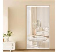 Mosquitera Puerta Magnetica 113 x 224 cm con Fuertes Imanes para Un Autocierre, Fácil Instalación sin Taladrar, Antimosquitos Cortina Magnética para Puerta para Dormitorio, Blanco