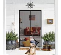 Mosquitera Puerta Magnetica 115 x 125 cm con Imanes, Cierra Automáticamente Mosquitera para Puerta Anti-Insectos, Resistente, Fácil Instalación Corredera de Patio, Negro