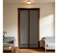 Mosquitera Puerta Magnetica 115 x 150 cm Junta Magnética de Arriba a Abajo, sin Taladrar, Transpirables, Resistente Al Viento Cortina Mosquiteras para Puerta Corredera, Negro