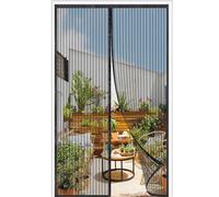 Mosquitera Puerta Magnetica 115x195cm, Cortina Antimoscas de Malla Antimosquitos con Iman,Cierre automático, No Requiere Herramientas, Fácil de Instalar, Rayas Negras