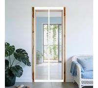 Mosquitera Puerta Magnetica 118 x 110 cm Junta Magnética de Arriba a Abajo, sin Taladrar, Transpirables, Resistente Al Viento Cortinas Mosquiteras para Puerta Corredera, Blanco