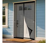 Mosquitera Puerta Magnética 119 x 215 cm Transpirables, Antimosquitos Cortina Mosquitera Puerta Exterior Se Cierra Automáticamente para Exterior, de Balcón/Patio, Negro