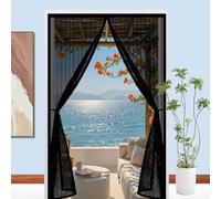 Mosquitera Puerta Magnetica 120 x 170 cm Cierre Automático, Antimosquitos, con Imanes Mosquiteras para Puertas para Puerta Exterior de Balcón Patio, Negro