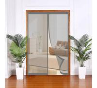 Mosquitera Puerta Magnetica 120 x 195 cm Junta Magnética de Arriba a Abajo, sin Taladrar, Transpirables, Resistente Al Viento Mosquiteras Magneticas para Puerta Exterior, Gris