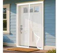 Mosquitera Puerta Magnética 120 x 235 cm Transpirables, Antimosquitos Cortina Mosquitera Puerta Exterior Se Cierra Automáticamente para Exterior, de Balcón/Patio, Blanco