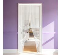 Mosquitera Puerta Magnetica 121 x 294 cm Imán sin Necesidad de Taladrar Mosquitero Magnético Puerta Resistente a La Rotura, Resistente para Del Balcón, Patio, Blanco