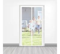Mosquitera Puerta Magnetica 122 x 180 cm Cierre Automático con Imanes y Pesos, Taladrar Fácil de Instalar Mantiene Versión Actualizada Puerta para Balcón, Cocina, Blanco
