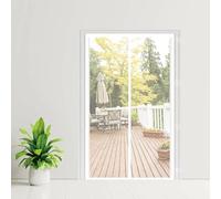 Mosquitera Puerta Magnetica 125 x 203 cm con Fuertes Imanes para Un Autocierre, Fácil Instalación sin Taladrar, Antimosquitos Mosquitera para Puertas para Dormitorio, Blanco