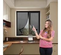 Mosquitera Puerta Magnetica 128 x 167 cm Imanes Más Fuertes, Protección Contra Insectos, sin Taladrar Cortina Mosquitera Exterior para Correderas, Garaje O Patio, Negro
