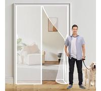 Mosquitera Puerta Magnetica 130 x 135 cm Protección Contra Insectos, Malla Fina, Mantiene El Aire Fresco, Cortinas Mosquiteras para Puerta de Balcón, de Patio, Blanco