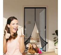 Mosquitera Puerta Magnetica 130 x 145 cm Contra Respirable, con Imanes Mosquiteras Magnéticas Fácil de Instalar, Antimosquitos, Malla Fina Corredera de Patio, Negro