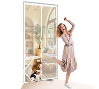 Mosquitera Puerta Magnetica 130 x 160 cm Cierre Automático, sin Taladrar Cortinas Mosquiteras Fácil de Instalar, Antimosquitos, Malla Fina Adiós a Los Mosquitos, Blanco