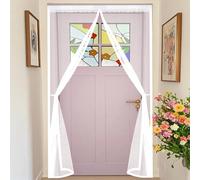 Mosquitera Puerta Magnética 130 x 160 cm Transpirables Antimosquitos, Sin Taladros, Magnético Automático, Con Velcra, Puerta de Malla Magnética para Pasillos Balcn Puertas, Blanco