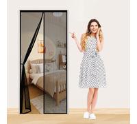 Mosquitera Puerta Magnetica 130 x 170 cm Cierre Automático Cortina Mosquitera Puerta Exterior Fácil Instalación sin Taladrar para Dormitorio Cocina, Correderas Garaje, Negro