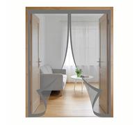Mosquitera Puerta Magnética 130 x 190 cm Junta Magnética de Arriba a Abajo, sin Taladrar, Transpirables, Resistente Al Viento Cortina Puerta para Exterior, Gris