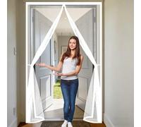 Mosquitera Puerta Magnetica 130 x 190 cm Rede Mosquito Porta Magnética Cierre Magnético de Arriba a Abajo, Automáticamente, Mantiene El Aire Fresco, para Patio Balcón, Blanco