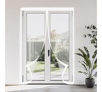 Mosquitera Puerta Magnética 130 x 214 cm Mosquitera Magnetica Transpirables, Antimosquitos Cortina Puerta Exterior Varios Tallas para Salón Dormitorio, Blanco