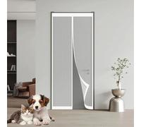 Mosquitera Puerta Magnetica 132 x 225 cm Junta Magnética de Arriba a Abajo, sin Taladrar, Transpirables Cortinas Antimoscas Puerta Exterior para Correderas, Garaje O Patio, Blanco
