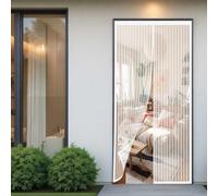 Mosquitera Puerta Magnetica 135 x 140 cm Antimosquito con Imanes Cierre Automático Mosquitera Cortina Puerta Mantiene El Aire Fresco para Salón Balcón Corredor Cocina, Blanco