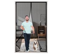 Mosquitera Puerta Magnetica 135 x 150 cm con Imanes, Cierra Automáticamente Cortina Magnética Fácil de Instalar, Antimosquitos, Malla Fina para Puerta Doble Balcón, Negro