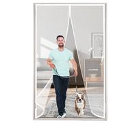 Mosquitera Puerta Magnetica 135 x 200 cm con Imanes, Cierra Automáticamente Cortina Magnética Fácil de Instalar, Antimosquitos, Malla Fina para Puerta Doble Balcón, Blanco