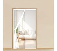 Mosquitera Puerta Magnetica 135 x 210 cm Cierre Automático con Imanes y Pesos, Taladrar Fácil de Instalar Mantiene Cortina Mosquitera Magnética para Todos Tamaños Puertas, Blanco