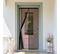 Mosquitera Puerta Magnetica 135 x 210 cm Cierre Automático Cortina Mosquitera Puerta Exterior Fácil Instalación sin Taladrar para Balcón Salón Dormitorio de Patio, Negro
