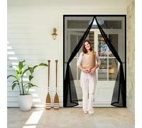 Mosquitera Puerta Magnetica 135 x 210 cm sin Taladrar, Fácil de Instalar, Cierre Automático Cortina Mosquitera Puerta Exterior para Exterior de Balcón Patio, Negro