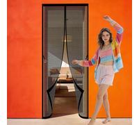 Mosquitera Puerta Magnetica 138 x 246 cm Imanes para Un Autocierre Puerta de Malla Magnética Transpirables, Antimosquitos para Puertas de Balcón O Terraza, Negro