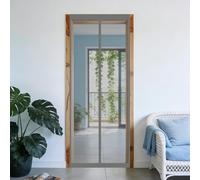 Mosquitera Puerta Magnetica 139 x 120 cm Junta Magnética de Arriba a Abajo, sin Taladrar, Transpirables, Resistente Al Viento Cortinas Mosquiteras para Puerta Corredera, Gris