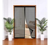 Mosquitera Puerta Magnetica 140 x 110 cm Junta Magnética de Arriba a Abajo, sin Taladrar, Transpirables, Resistente Al Viento Mosquiteras Magneticas para Puerta Exterior, Negro