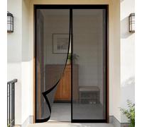 Mosquitera Puerta Magnética 140 x 160 cm Junta Magnética de Arriba a Abajo, sin Taladrar, Transpirables, Resistente Al Viento Mosquitera para Puerta para Corredera, Negro