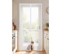 Mosquitera Puerta Magnética 141 x 167 cm Cierre Magnético de Arriba a Abajo Mosquitera Magnética Puerta Montaje Fácil de Pegar Apto para Niños y Mascotas, Blanco