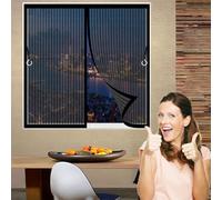 Mosquitera Puerta Magnetica 142 x 128 cm Malla Super Fina, Cierre Automático Puerta de Malla Magnética Fácil Instalación, Varios Tallas para Terraza, Patio, Ventana, Door, Negro