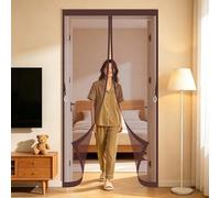 Mosquitera Puerta Magnetica 142 x 224 cm Malla Imanes de Poliéster Imanes, Se Cierra Automáticamente Magnético Cortina para Protección Contra Insectos para Cocina, Comedor, Marrón