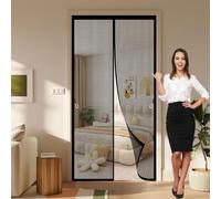 Mosquitera Puerta Magnetica 143 x 217 cm Anti-Insectos, Cortina, Se Cierra Automáticamente, Fácil Instalación sin Taladrar Puerta de Malla Magnética para Exterior, Negro
