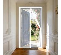 Mosquitera Puerta Magnética 145 x 160 cm Mosquitera Ventana Magnética Cierre Magnético de Arriba a Abajo, Automáticamente, Mantiene El Aire Fresco, para Balcón Dormitorio, Blanco