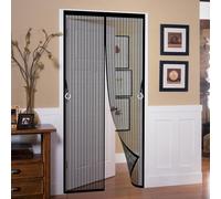 Mosquitera Puerta Magnetica 147 x 240 cm Antimosquito con Imanes Cierre Automático Cortina Mosquitera Puerta Mantiene El Aire Fresco para Del Balcón, Patio, Negro