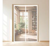 Mosquitera Puerta Magnetica 150 x 244 cm con Fuertes Imanes para Un Autocierre, Fácil Instalación sin Taladrar, Antimosquitos Cortina Magnética para Puerta para Dormitorio, Blanco