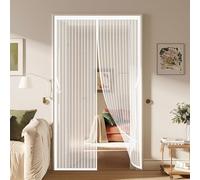 Mosquitera Puerta Magnetica 151 x 284 cm Antimosquito con Imanes Cierre Automático Mosquitera Cortina Puerta Fácil Instalación sin Taladrar para Salón Balcón Corredor Cocina, Blanco