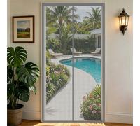 Mosquitera Puerta Magnetica 167 x 180 cm Malla Imanes de Poliéster Imanes, Se Cierra Automáticamente Magnético Cortina para Protección Contra Insectos para Salón, Balcón, Gris
